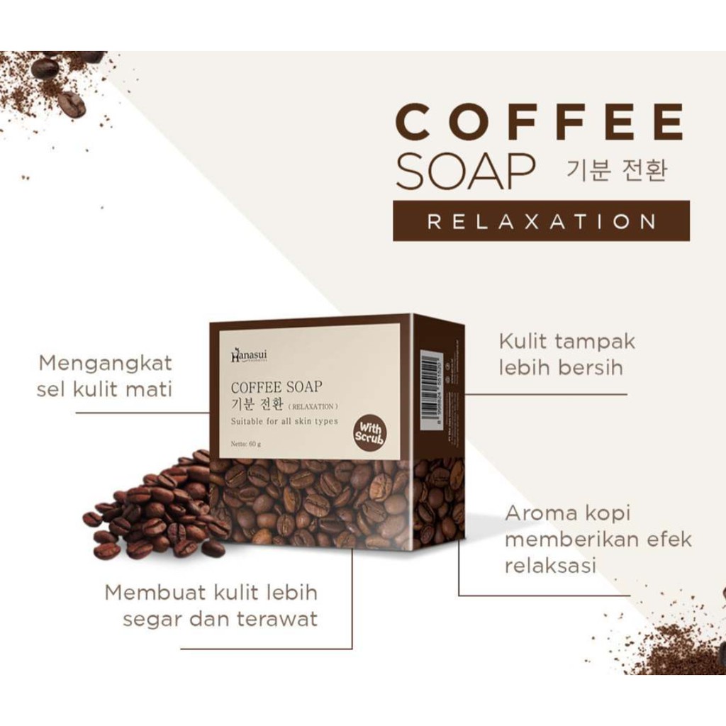 Coffee Soap Hanasui Sabun Scrub Kopi Pembersih Wajah Flek Hitam Komedo Dan Bekas Jerawat Hanasui Ori BPOM 3