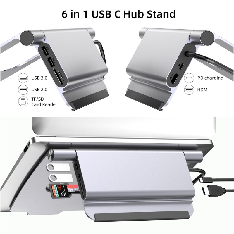 Zzz Hub USB Tipe-C Bahan Aluminum Dengan Stand 4K 30HZ HDMI 100W PD Fast Charging