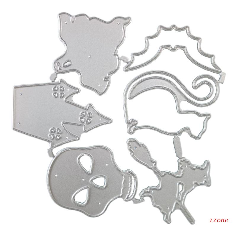 Cetakan Stensil Cutting Dies Motif Tengkorak Halloween Bahan Metal Untuk Scrapbook / Craft DIY / Embossing