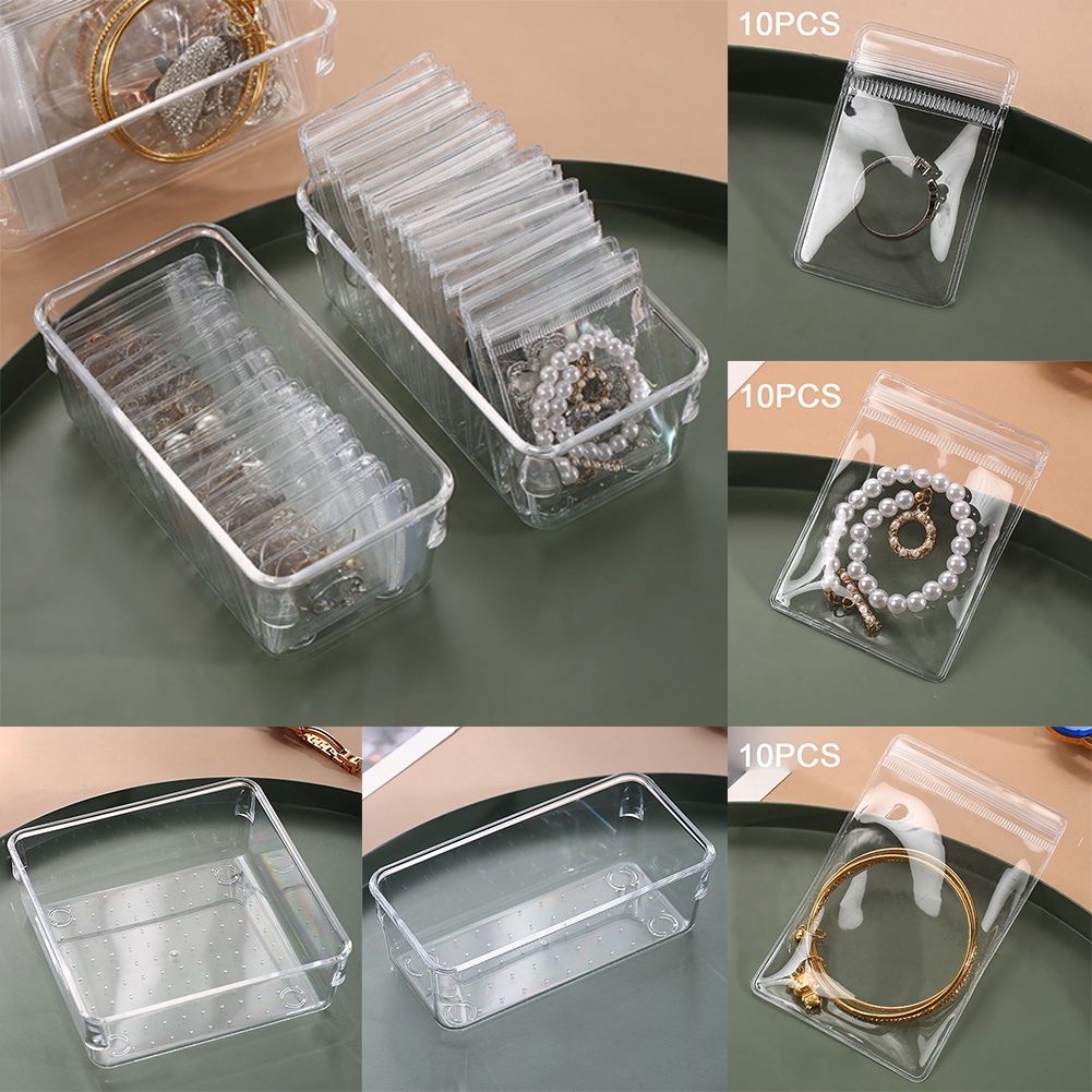 Kotak Penyimpanan Perhiasan Anting Kalung Cincin Model Laci Transparan Anti Oksidasi