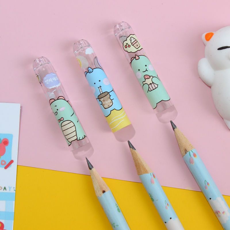 6 Buah/Bungkus Pensil Extender Pensel Kartun Universal Pensil Cap Pensil Pelindung Penutup Pensil Alat Tulis