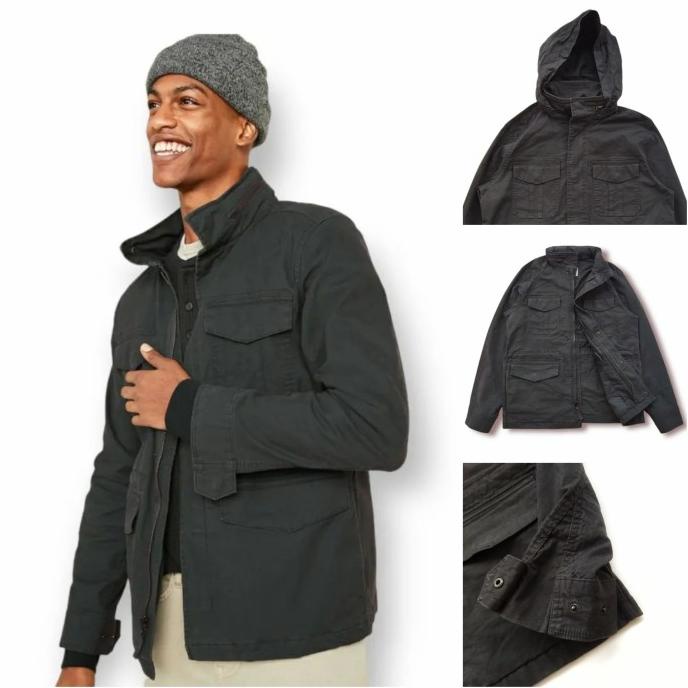 Jaket Parka Old Navy Hidden Hood Black Wash Original Jacket