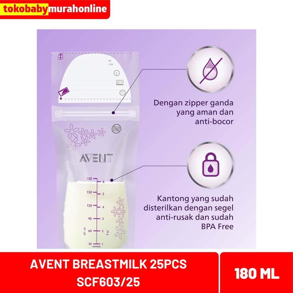 AVENT BREASTMILK 180ML 25PCS SCF-603/25 / KANTONG ASI