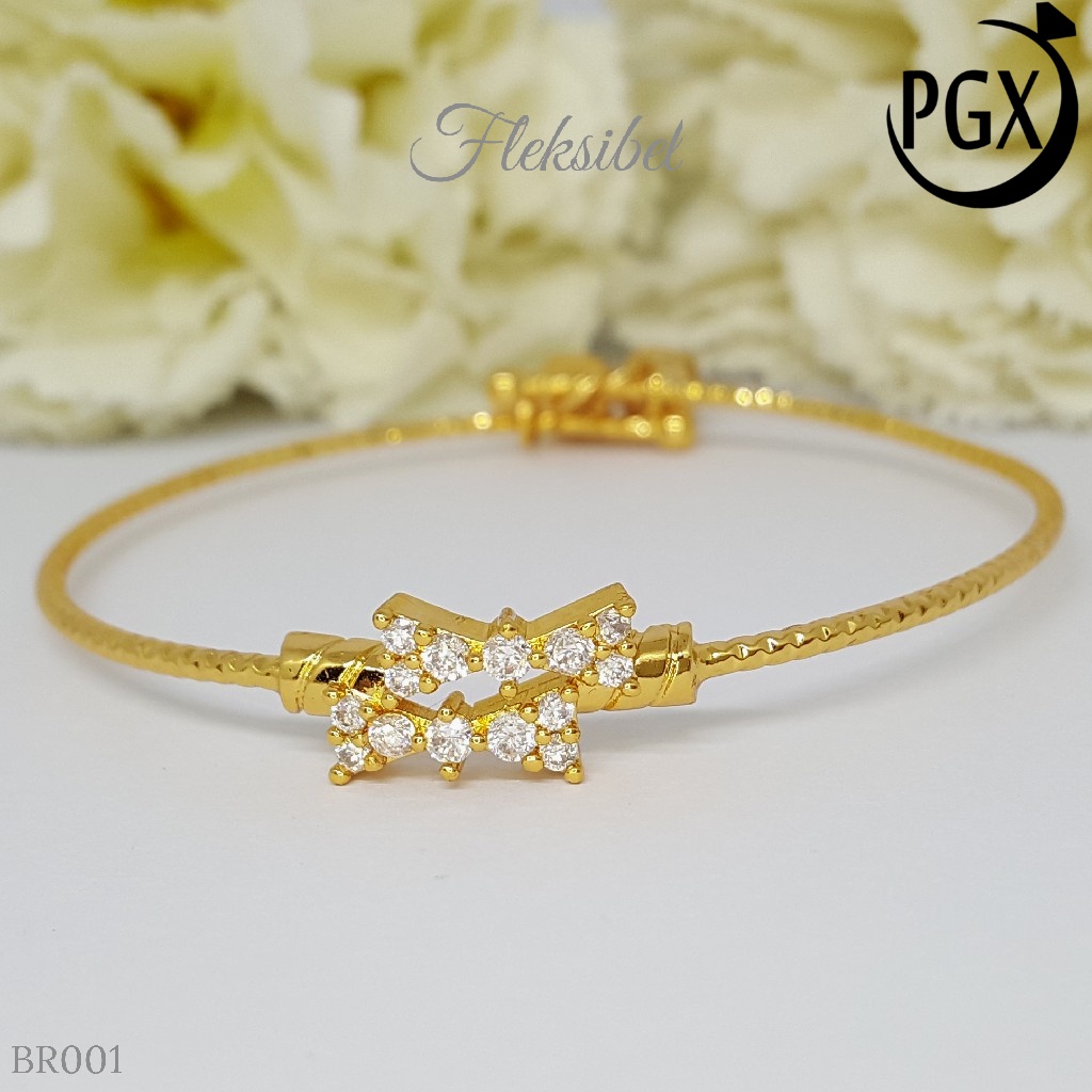 PGX Gelang Bangle Fleksibel Perhiasan Xuping Lapis Emas - BR001