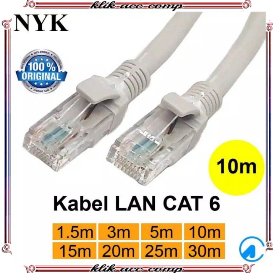 Kabel LAN 10m CAT 6 NYK / Internet Jaringan Cat6 UTP 10 meter