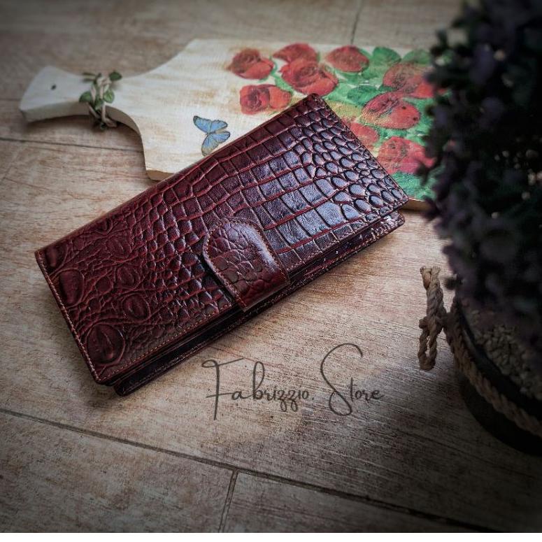 dompet wanita panjang kulit asli motif buaya [PHP.18Oc22ᵁ]