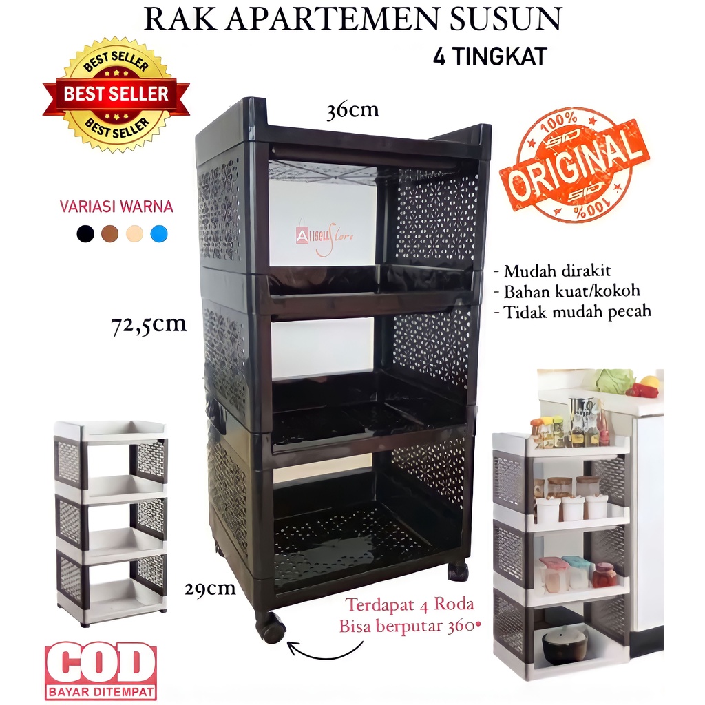 ( BISA COD ) PROMO RAK YOYO 4 SUSUN / RAK APARTEMEN SUSUN 4 TINGKAT / RAK PENYIMPANAN SERBAGUNA / RAK SUSUN / LEMARI PAKAIAN / TEMPAT BUMBU / KOTAK PENYIMPANAN / LEMARI SUSUN / RAK PENYIMPANAN SUSUN DAPUR DAN AKSESORIS / RAK SERBAGUNA