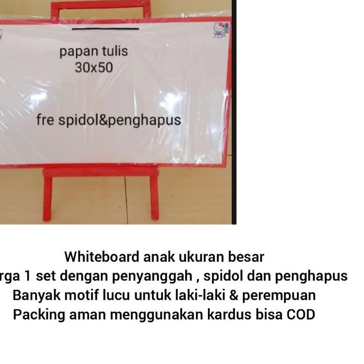 

Harga Murah Papan Tulis / Whiteboard Anak ( FREE SPIDOL + PENGHAPUS ) dengan Penyanggah kayu Ukuran 30x50 cm ➺ 62