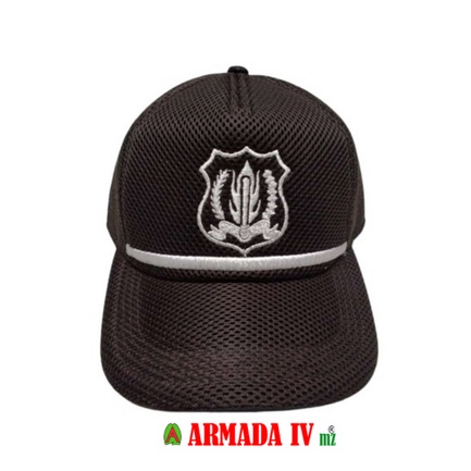 Topi Satpam Security Jaring Jala Coklat List Putih