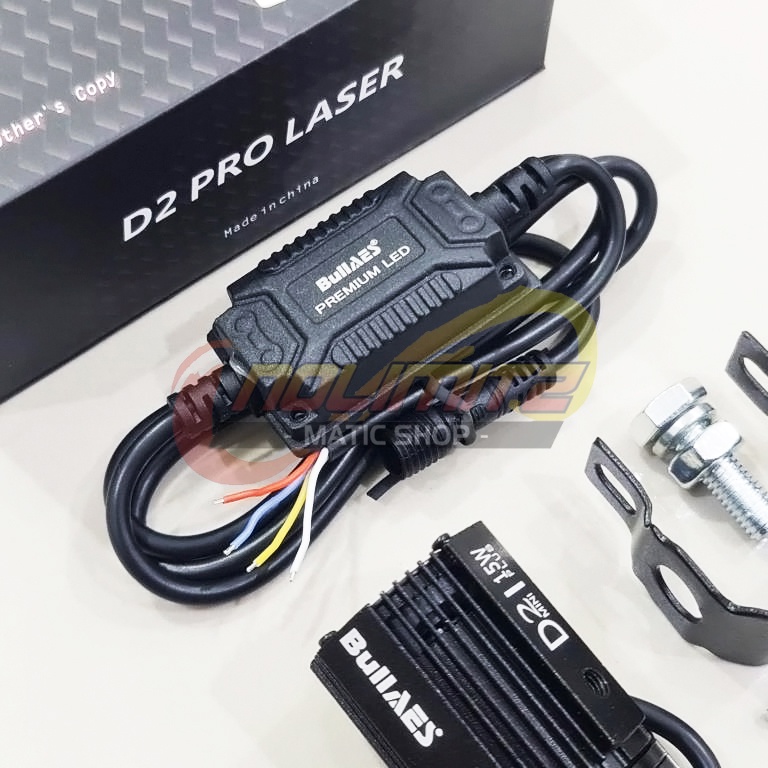 Lampu Tembak BullAes D2 Pro Laser Hi Low 15 Watt 2 in 1 Putih Kuning