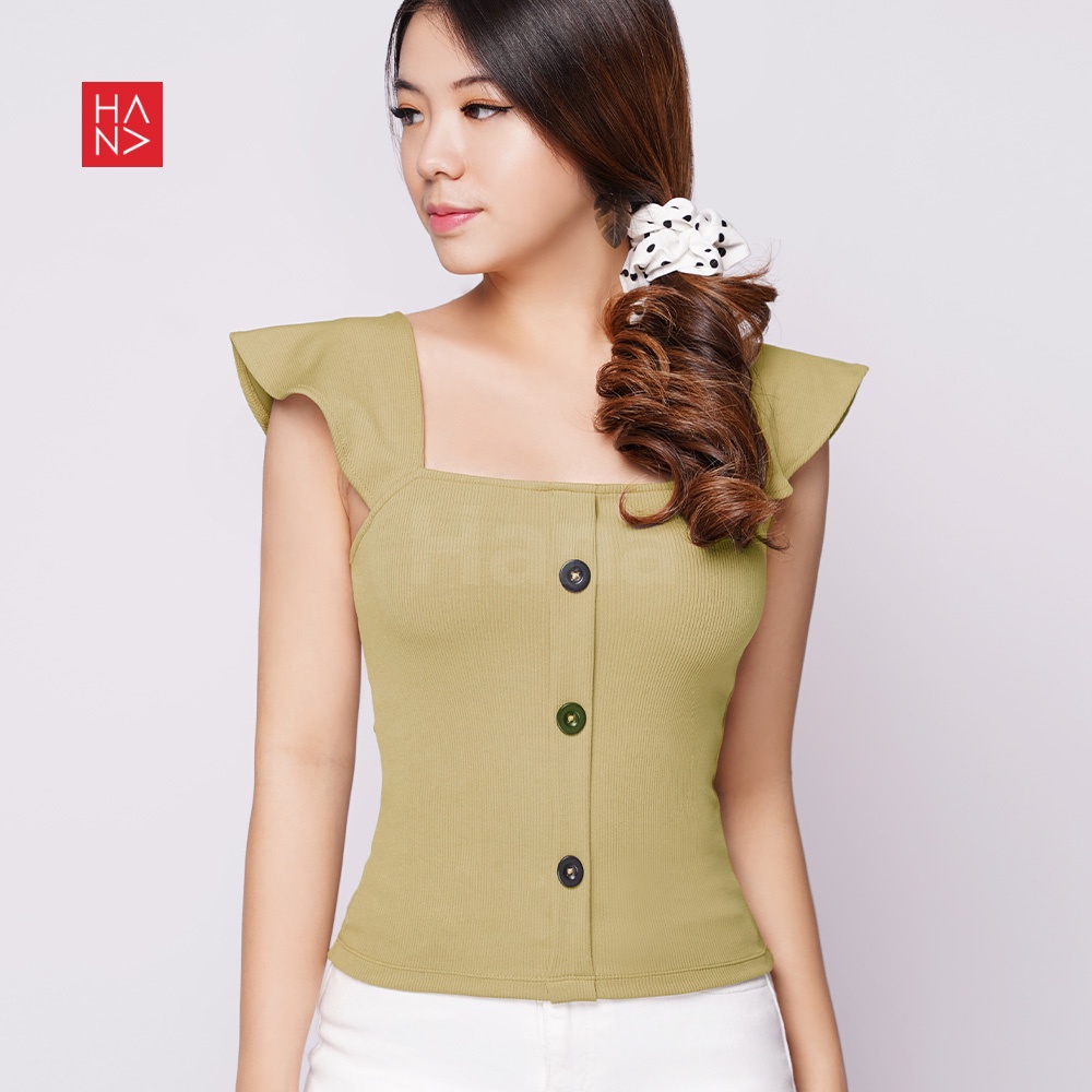 Hana Fashion - Giselle Square Neck Crop Tank Top Atasan Wanita [S - XXL] - TT041
