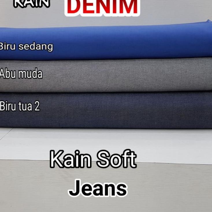 Terlaku. IQD0T Kain Soft Jeans Kain Denim lebar 150cm (Harga per 0,5m) 95 Terlaris