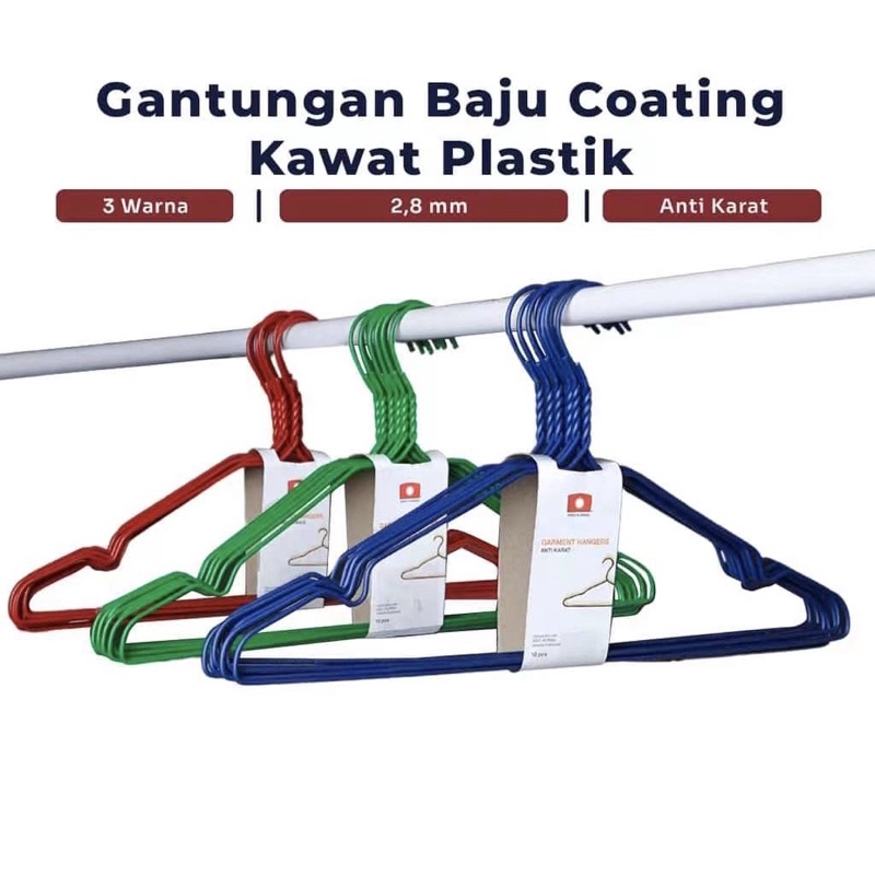 GANTUNGAN BAJU HANGER SET STAINLESS ANTI KARAT KUAT DAN LENTUR