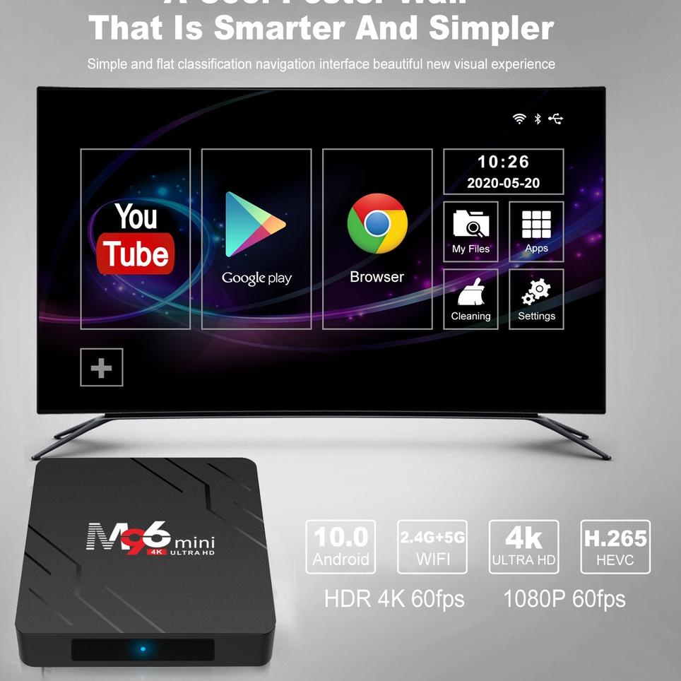Rekomendasi [Tripsky]Android Tv Box 2G +16G STB  Bluetooth 5G WiFi Android 10.0 4K M96mini  RK3318 S