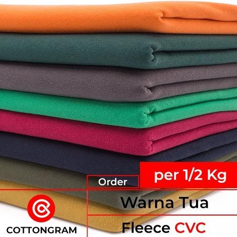 Kain Fleece Bahan Jaket Sweater Hoodie CVC Warna Tua per Setengah Kg