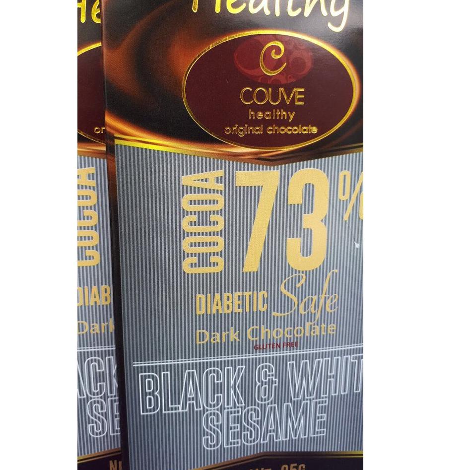 

10.10 HARGA GROSIR Couve Healthy Chocolate Gluten Free 73% Dark Choco B&W Sesame buruan