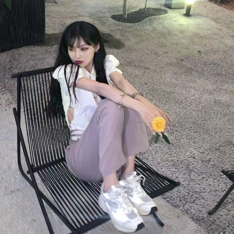 Nico##kemeja wanita warna/Baru Selebriti Internet Goreng Street Hollow Kemeja Top untuk Wanita+Pinggang Tinggi