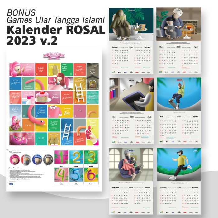 Kalender Rosal 2023 Tanggalan Dinding Meja Masehi Hijriyah 1444 H