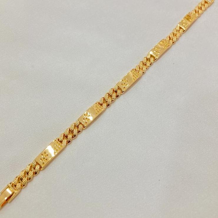 Best Product Gelang Tangan Wanita Model Plat Lapis Emas Aksesoris Perhiasan Imitasi Awet Dan Tahan L