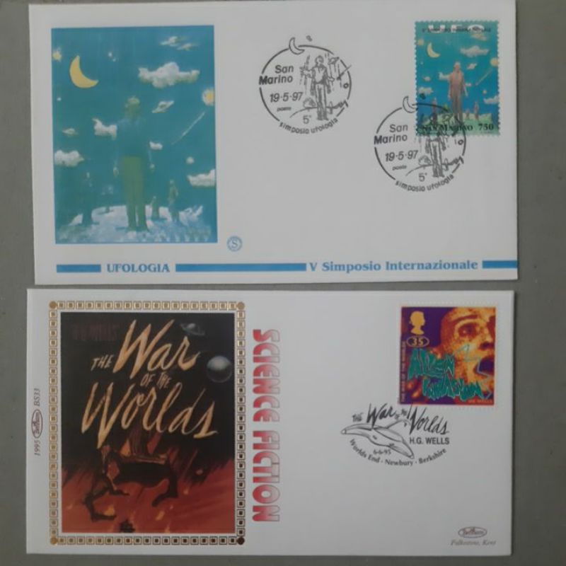 

Perangko FDC space UFO & Alien set 2 sampul prangko