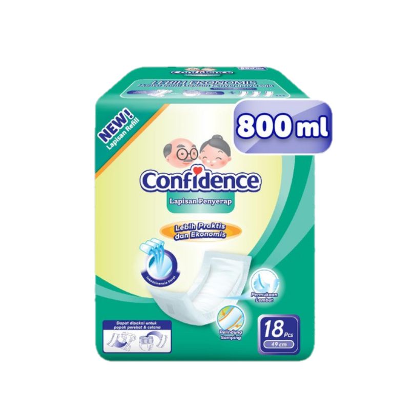 CONFIDENCE Insert Pads Pad 800ml 800 ml Lapisan Penyerap Refill Popok Dewasa 600ml 600 ml