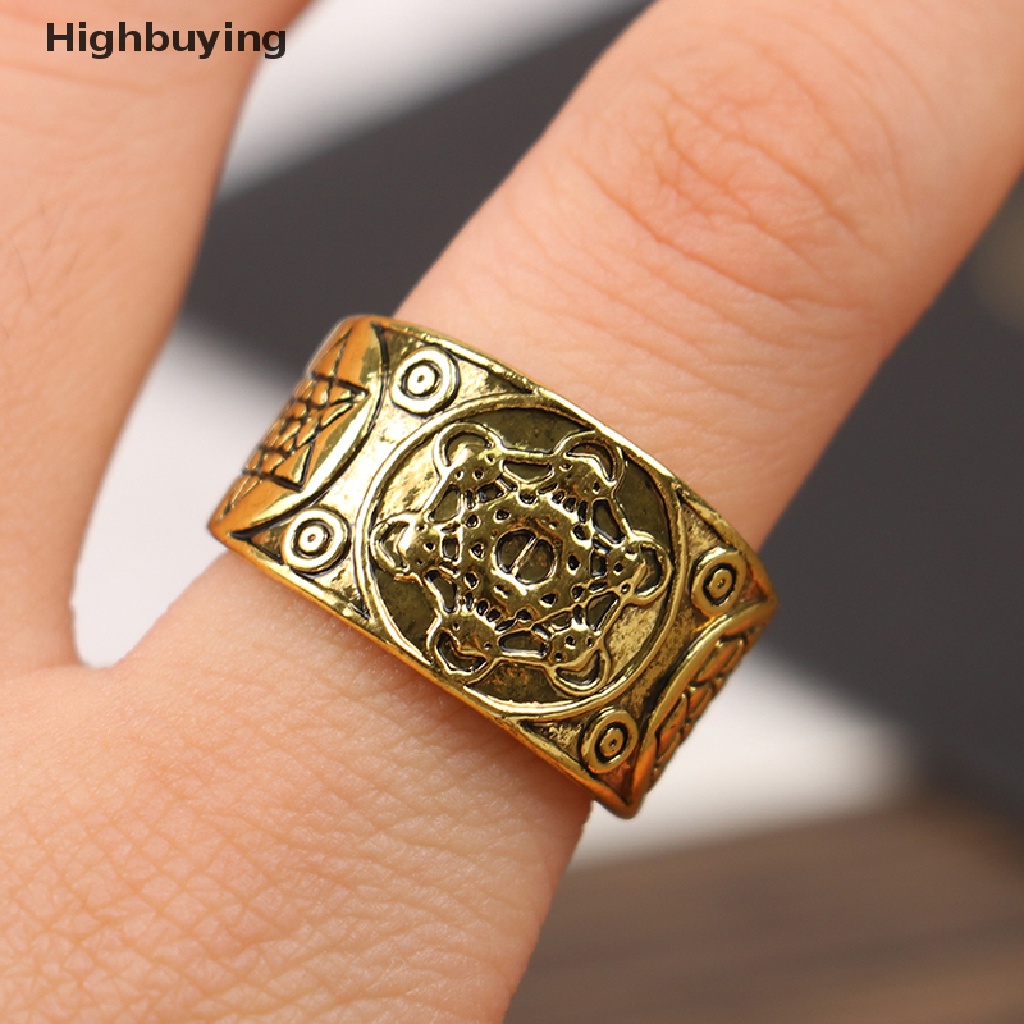 Hbid Cincin Jimat Metatron Adjustable Gaya Vintage Punk Motif Bintang Untuk Perhiasan Pria / Wanita Glory