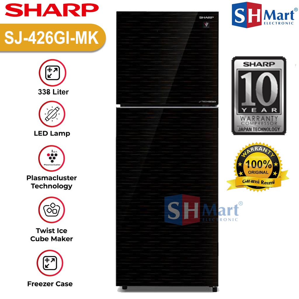 KULKAS SHARP 2 PINTU SJ-426GI-MK / SJ426GIMK KAPASITAS 315 LITER INVERTER GARANSI RESMI