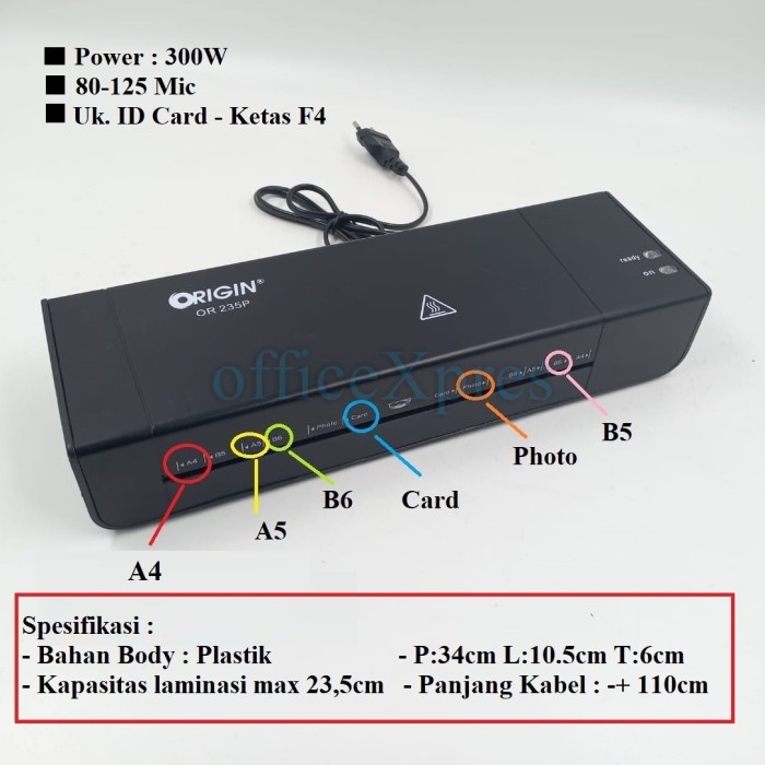 

Premium Mesin Laminating A4 / Laminating F4 / Laminator Machine Id Card Or235P