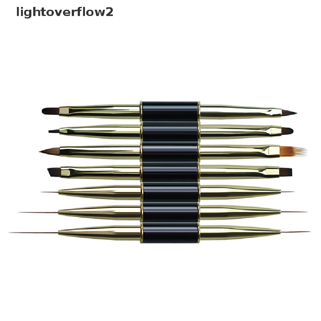 (lightoverflow2) 1pc Pen Brush Nail Art UV Gel Akrilik Kepala Ganda