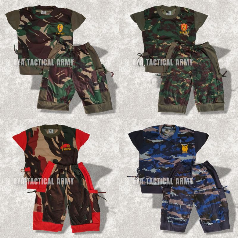 SETELAN KAOS ANAK PENDEK LORENG PEREMPUAN - TRAINING ANAK PENDEK LORENG ARMY - TRAINING LORENG ANAK 