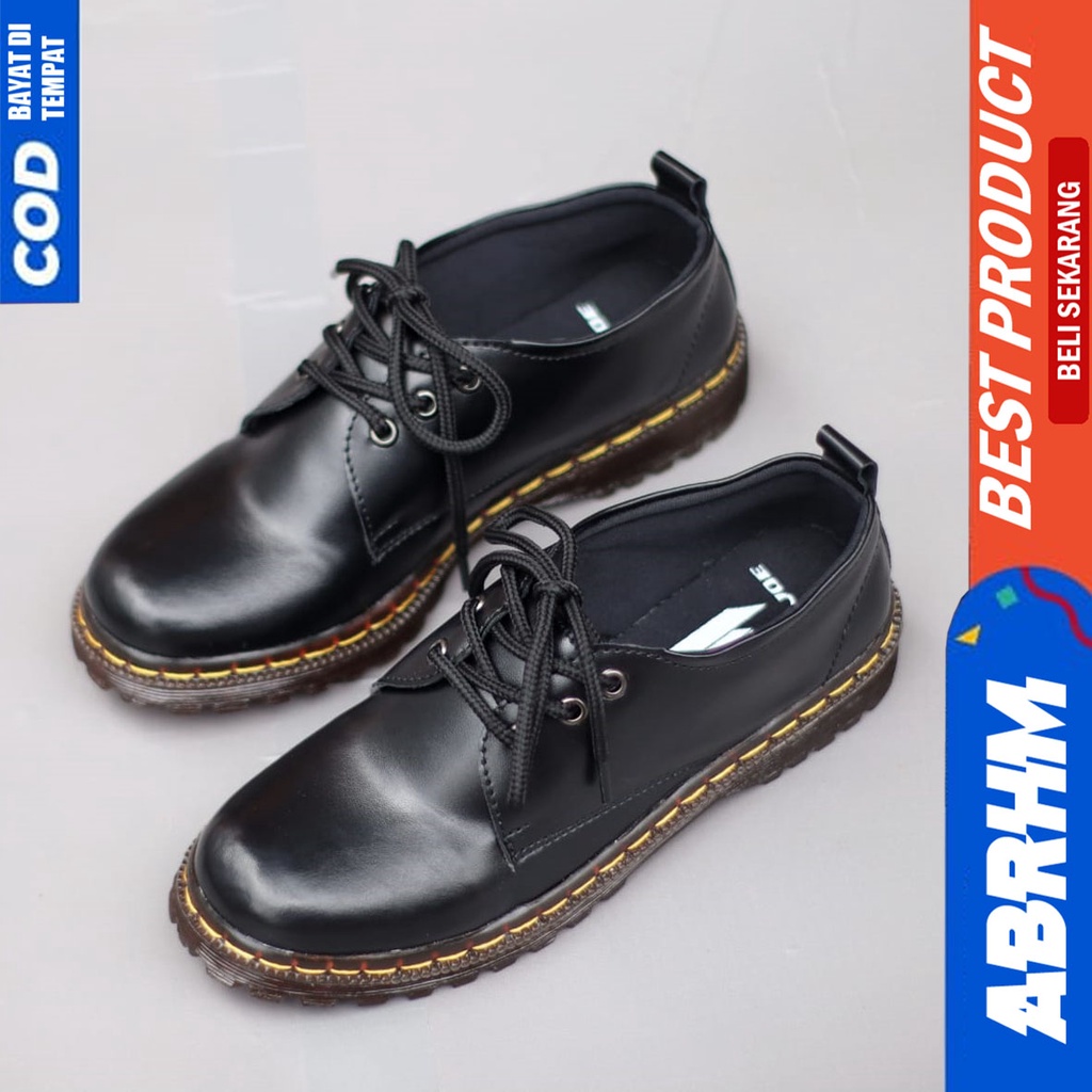 Sepatu Pantofel Docmart Formal Boots Hitam Wanita Abrhm Miju