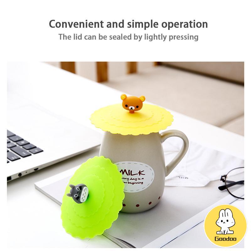 Tutup cangkir silikon Karakter Tutupan kebocoran keramik teh keramik cangkir air cangkir tutup mangkuk tertutup -Doo