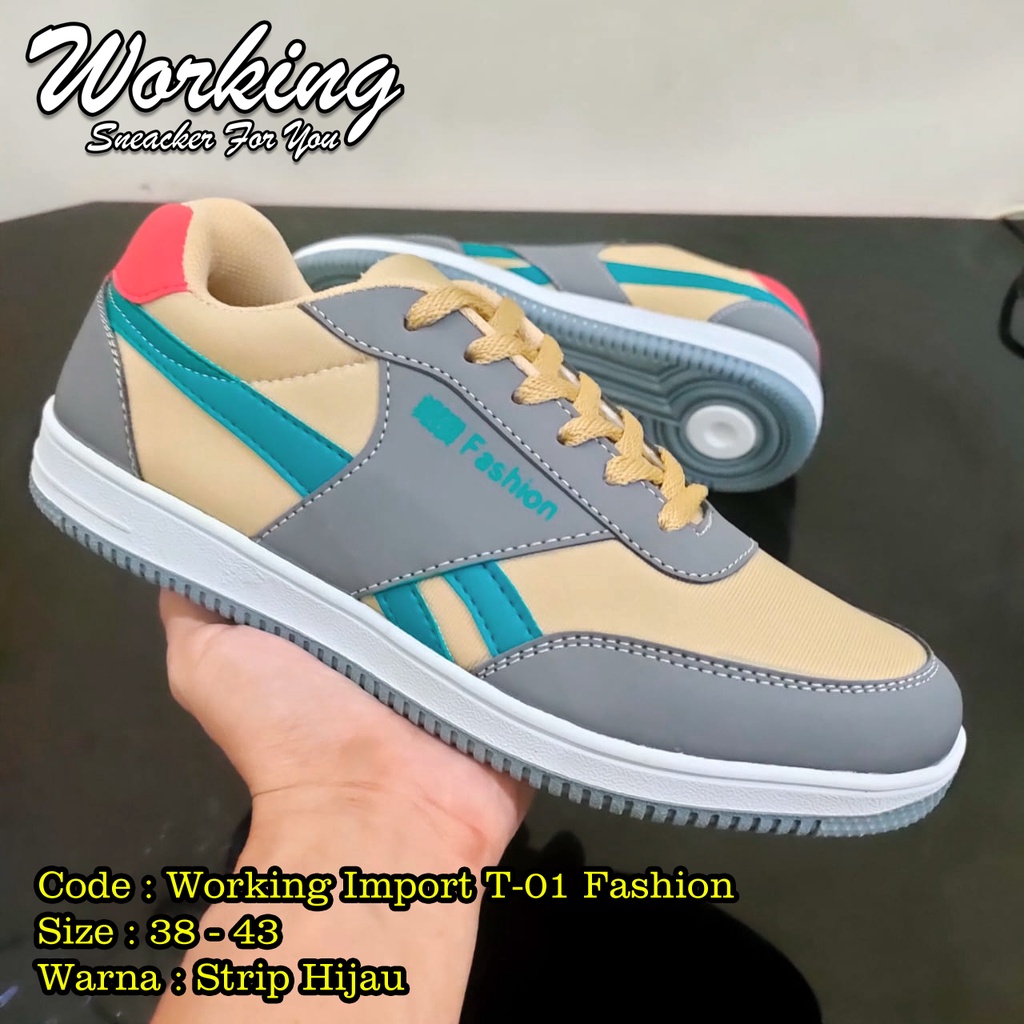 Sepatu Pria Wanita Running Fashion Kasual Import Working T-01 Sneakers Remaja