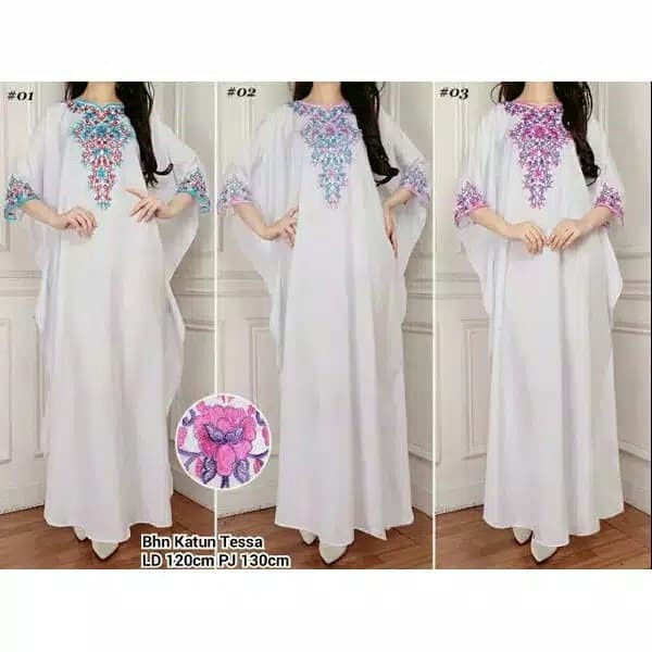 Murah DISKON. Baju Gamis Kaftan Superr. Baju Lebaran Velvet. Putih JUMBO