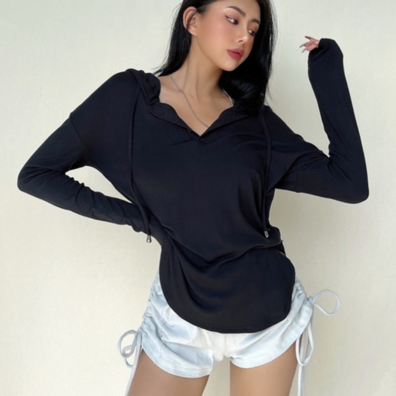 【LIVIAHOME】 Summer Loose Casual Long Sleeve Hoodie  7312