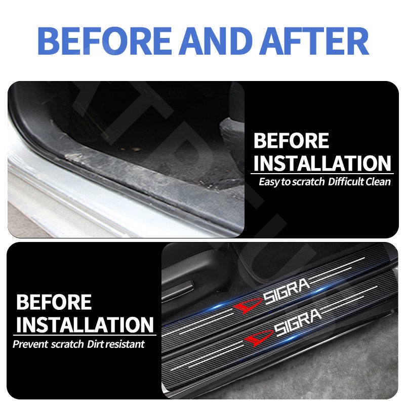 Daihatsu Sigra Carbon Fiber Car Door Sticker Protector Auto Threshold Strips Sticker Anti Gores