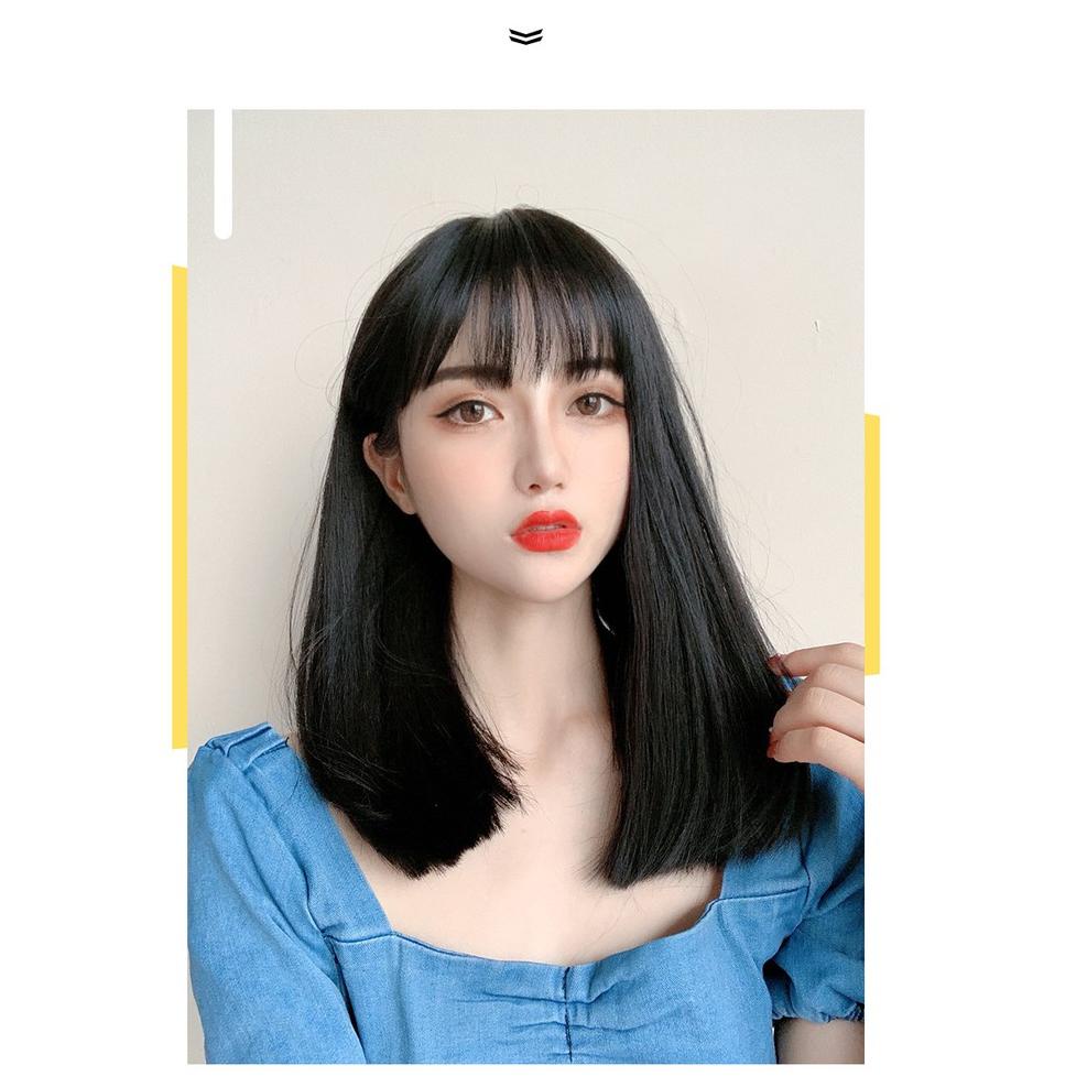 CLL.22Oc22y ▪ Wig 789 - Rambut Palsu Wanita Panjang Lurus Berponi Tebal Tahan Panas Bisa Di Catok Wi