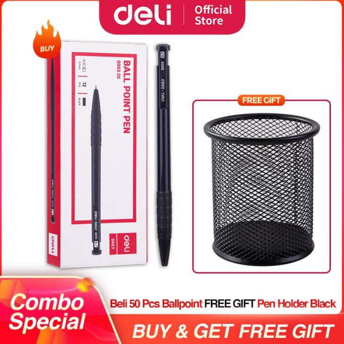 

DELI Paket Hemat 1 - Ballpoin 50pcs & Tempat Pensil Hitam Bulat