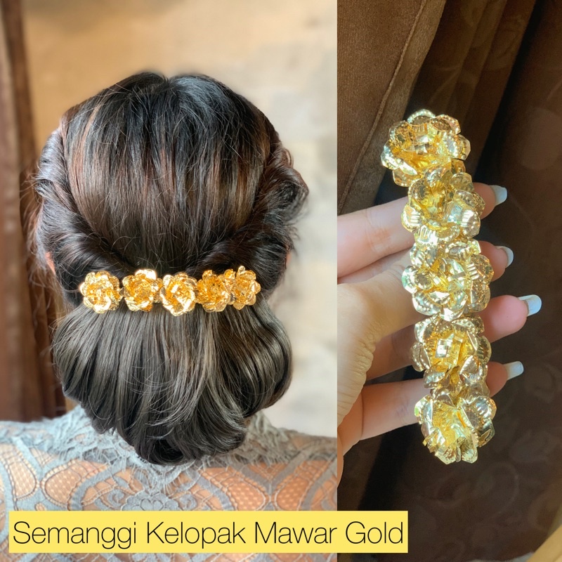 SEMANGGI KELOPAK MAWAR SILVER/GOLD D1