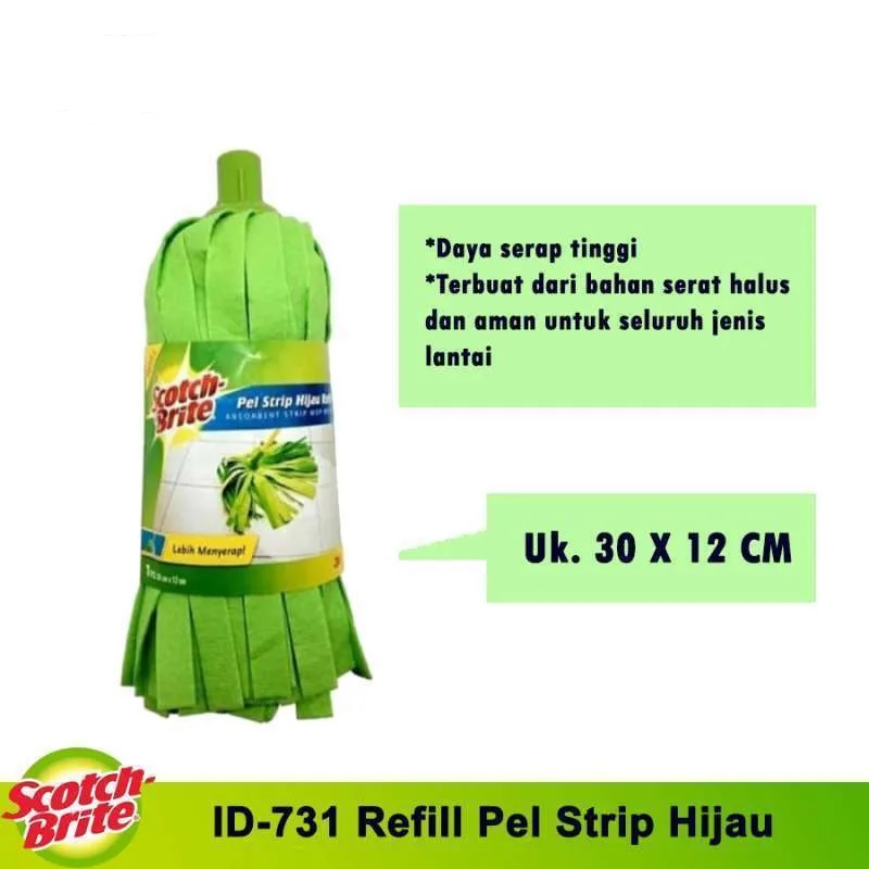 KAIN PEL REFILL STRIP HIJAU SCOTCH BRITE ID-731 SERAP TINGGI PEMBERSIH LANTAI