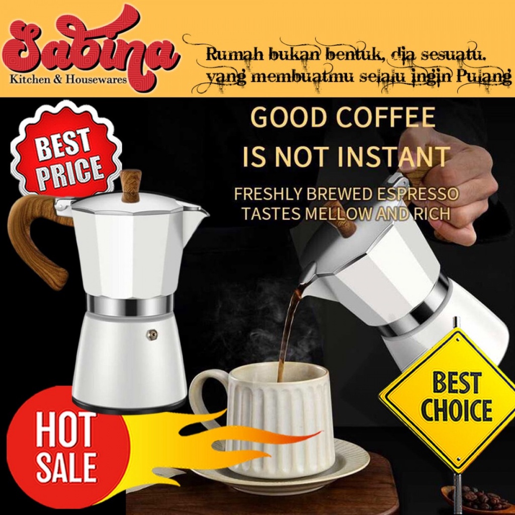 Moka Pot Teko Membuat Kopi Manual Stovetop Filter Espresso Coffee