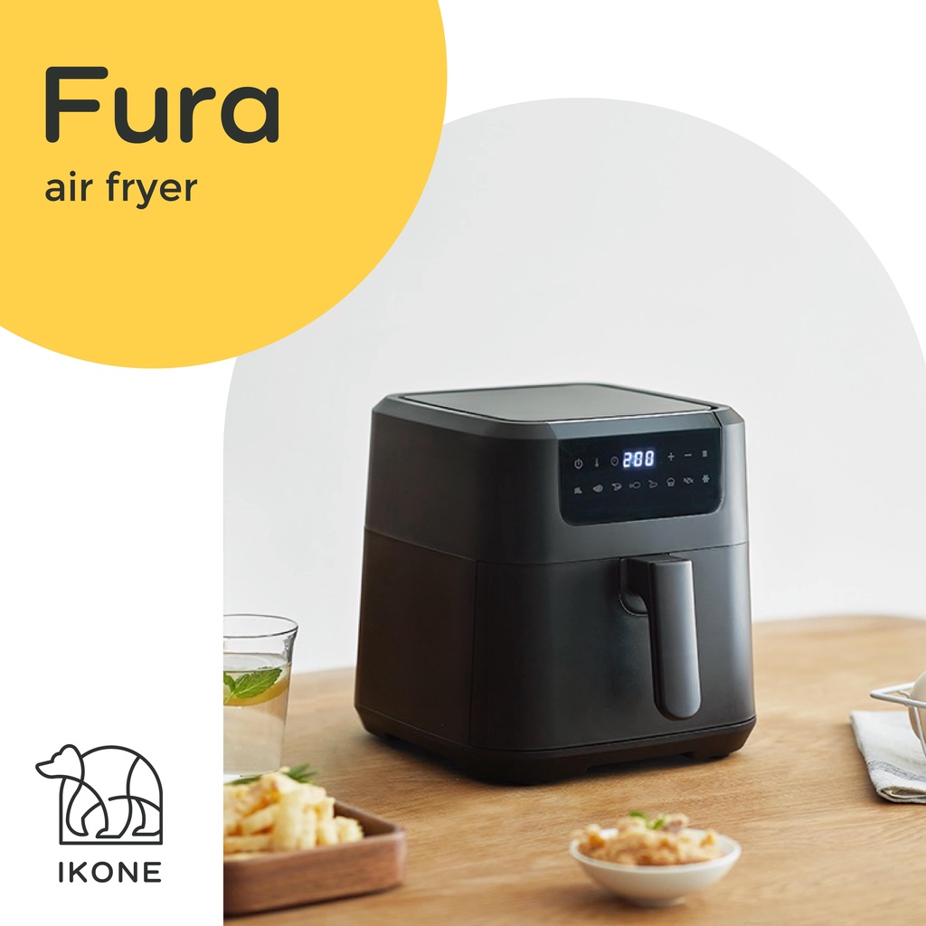 【IKONE】FURA OLAYKS Air Fryer 5L Low Power Low Watt Mesin Pengorengan Tanpa Minyak Anti Lengket Aesthetic Minimalist Modern Compact Digital Air Fryer Pelengkapan Dapur Alat Dapur Alat Masak Goreng Tanpa Minyak Perlengkapan Rumah Kitchen