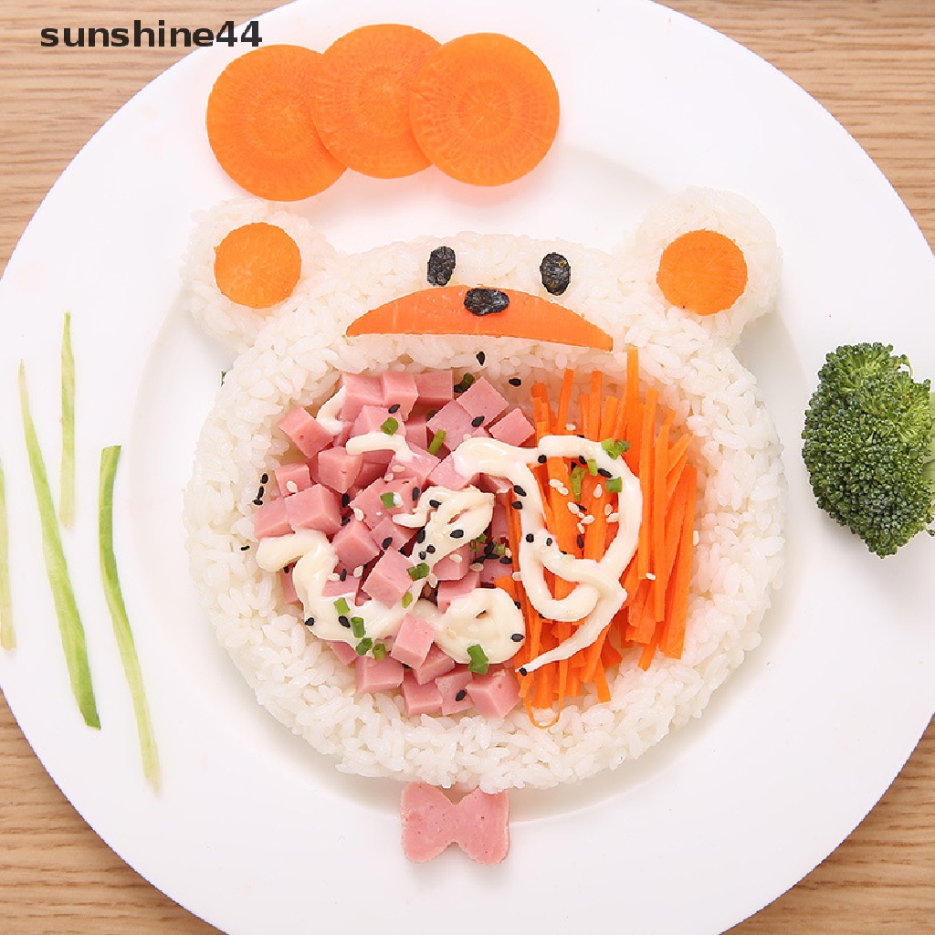 Sunshine 5Pcs Cetakan Nasi / Sushi / Nori DIY Bentuk Kartun Kucing / Beruang Lucu