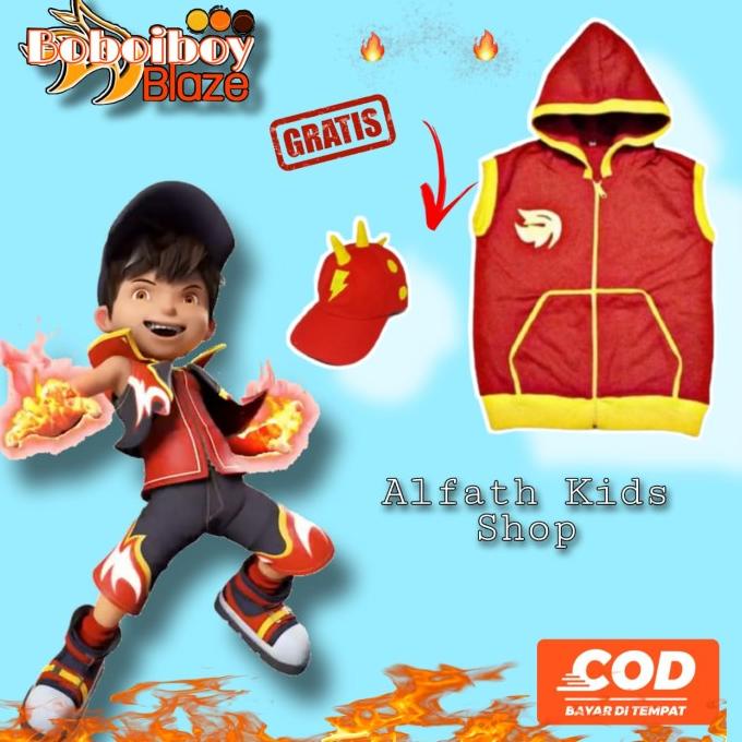 SET ROMPI+TOPI KOSTUM BOBOIBOY API / KOSTUM BOBOIBOY API/BOBOBOY/BOBOI Termurah