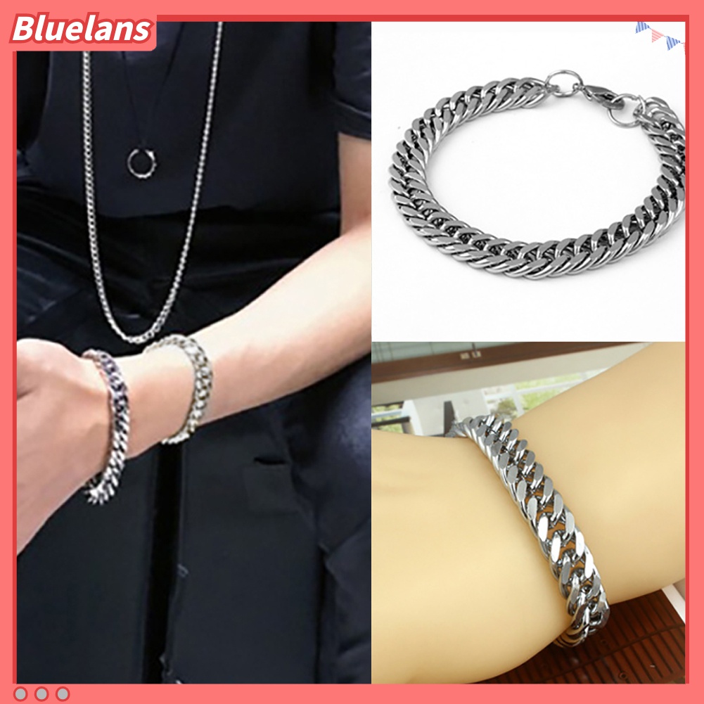 Gelang Bahan Titanium Stainless Steel Gaya Punk Rock Untuk Pria