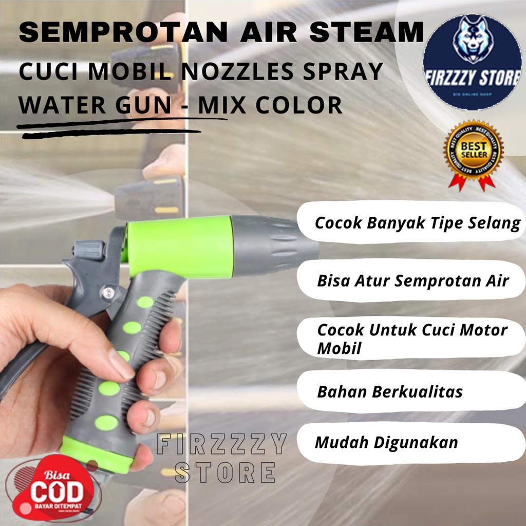 Semprotan Air Steam Cuci Mobil Nozzles Spray Water Gun - Mix color