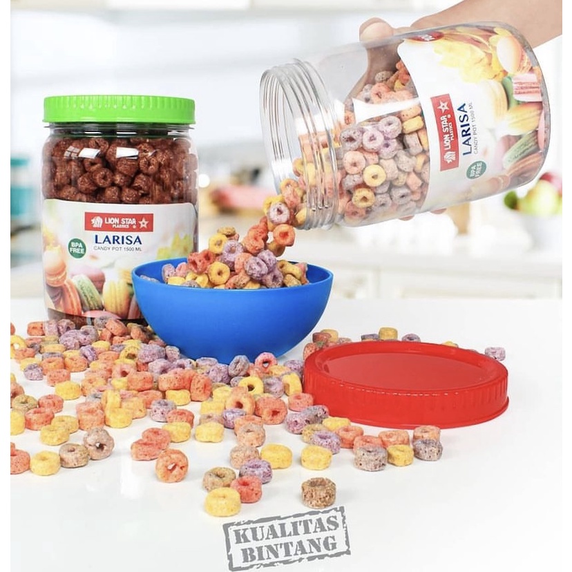 ( BISA COD ) PROMO LION STAR LARISA CANDY POT PP / TOPLES MAKANAN KEDAP UDARA 1,2L, 1,5L, 1,8L / TOPLES LION STAR / TOPLES MAKANAN / TOPLES SNACK PLASTIK KEDAP UDARA / TEMPAT PENYIMPANAN MAKANAN / TOPLES PLASTIK / TEMPAT SNACK / TOPLES SNACK