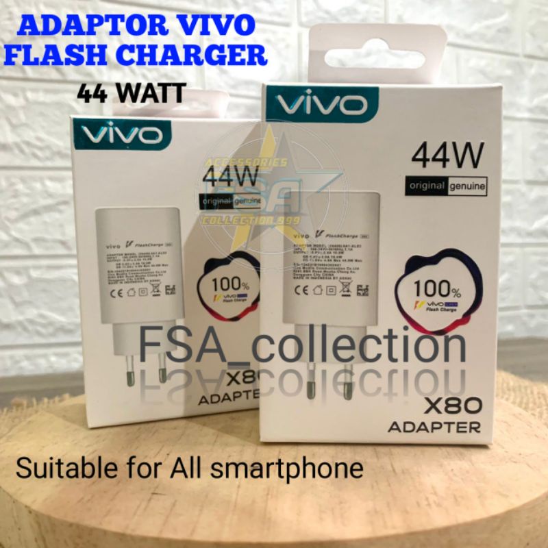 Adapter X-80/ Kepala Charger Vivo Flash Charge 44W Support all usb Cable by Vivo