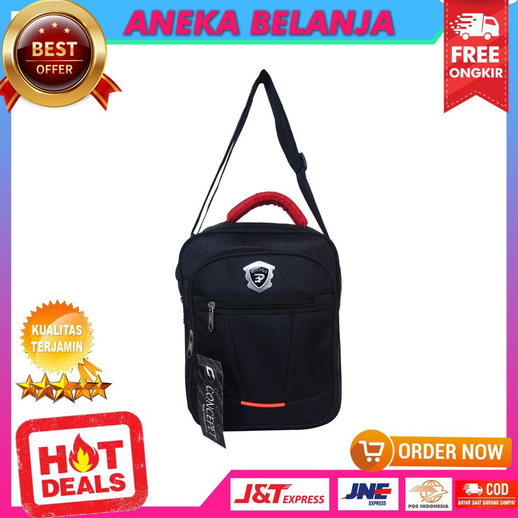 Tas Selempang Sling Bag Hitam Laki laki Pria Hangout Wisata Kuat Awet