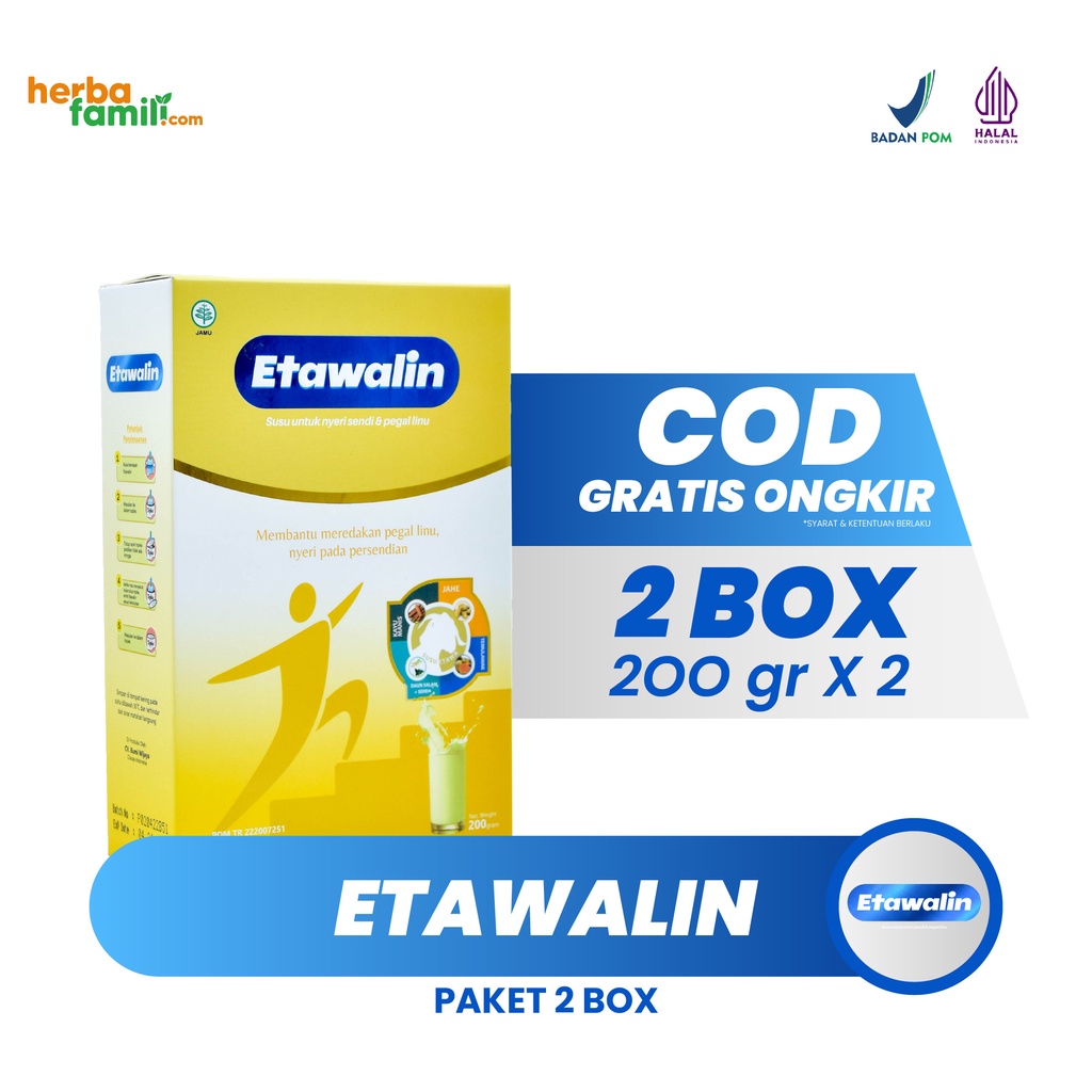 

Susu Etawalin Paket 2 Box Original Ori Susu Etawa Bubuk Atasi Nyeri Pinggang Sendi Lutut Osteoarthritis Rematik Asam Urat Osteoporosis Aman Alami Halal BPOM Isi 200 gr